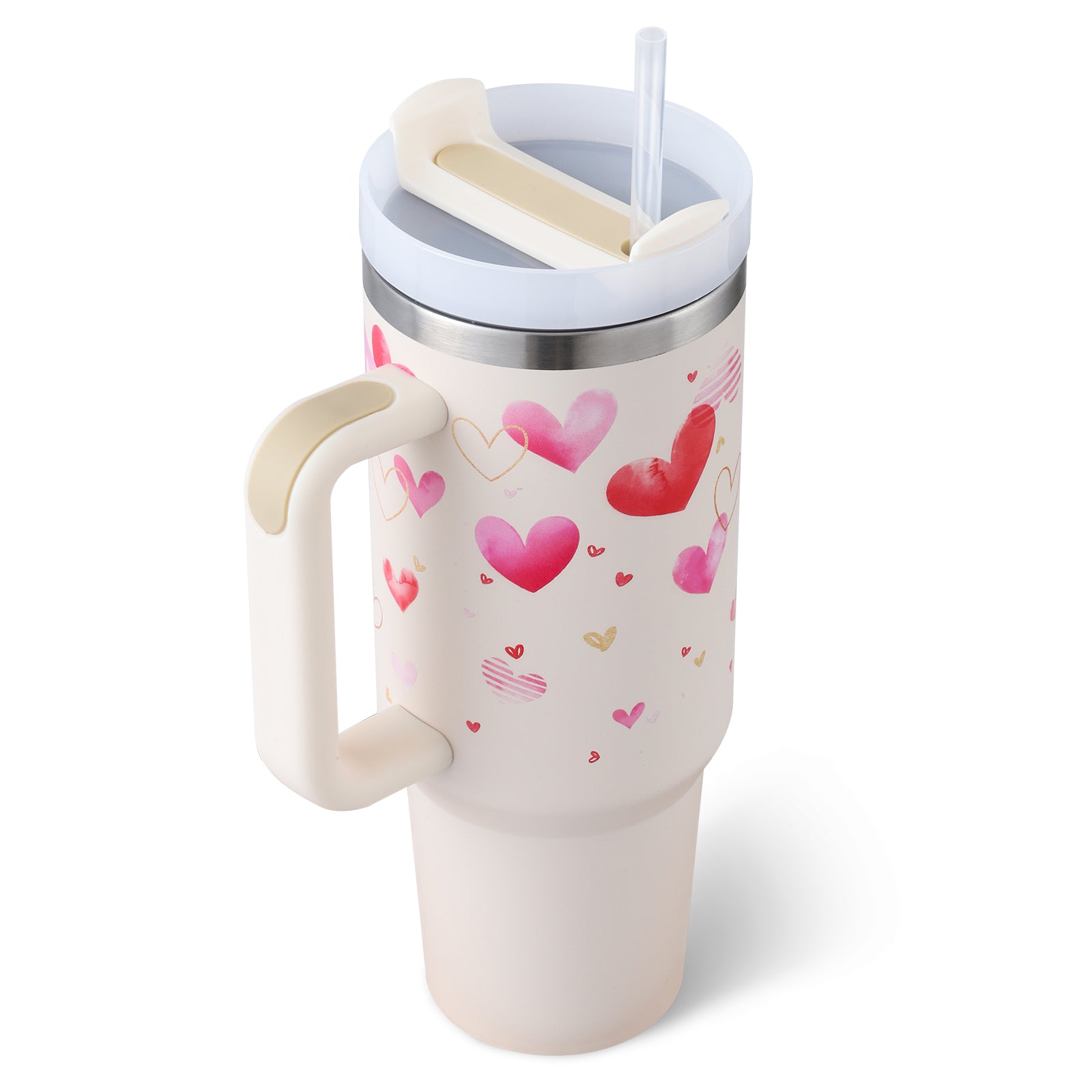 40oz Insulated Stainless Steel Tumbler with Handle, Straw, and Lid