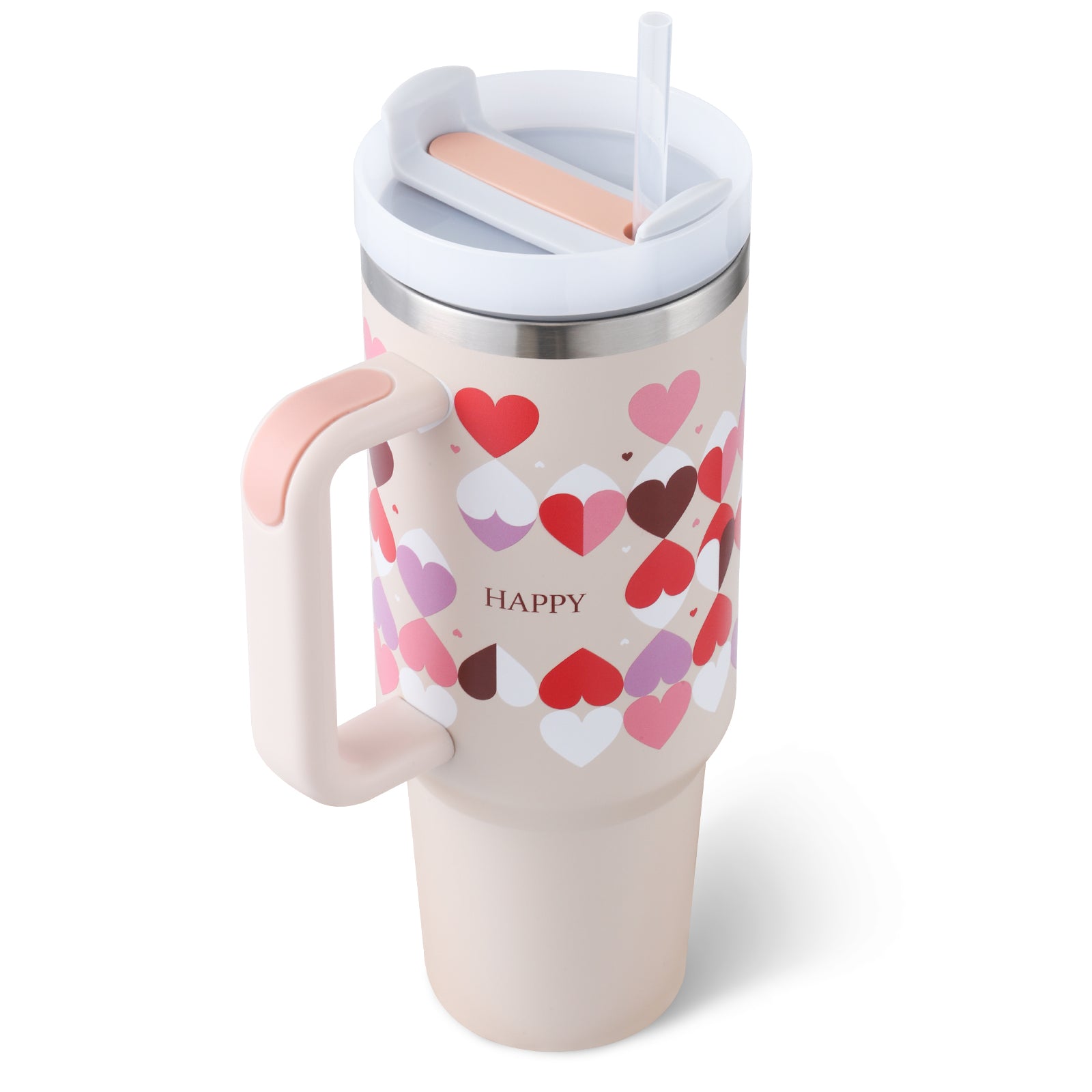 40oz Insulated Stainless Steel Tumbler with Handle, Straw, and Lid