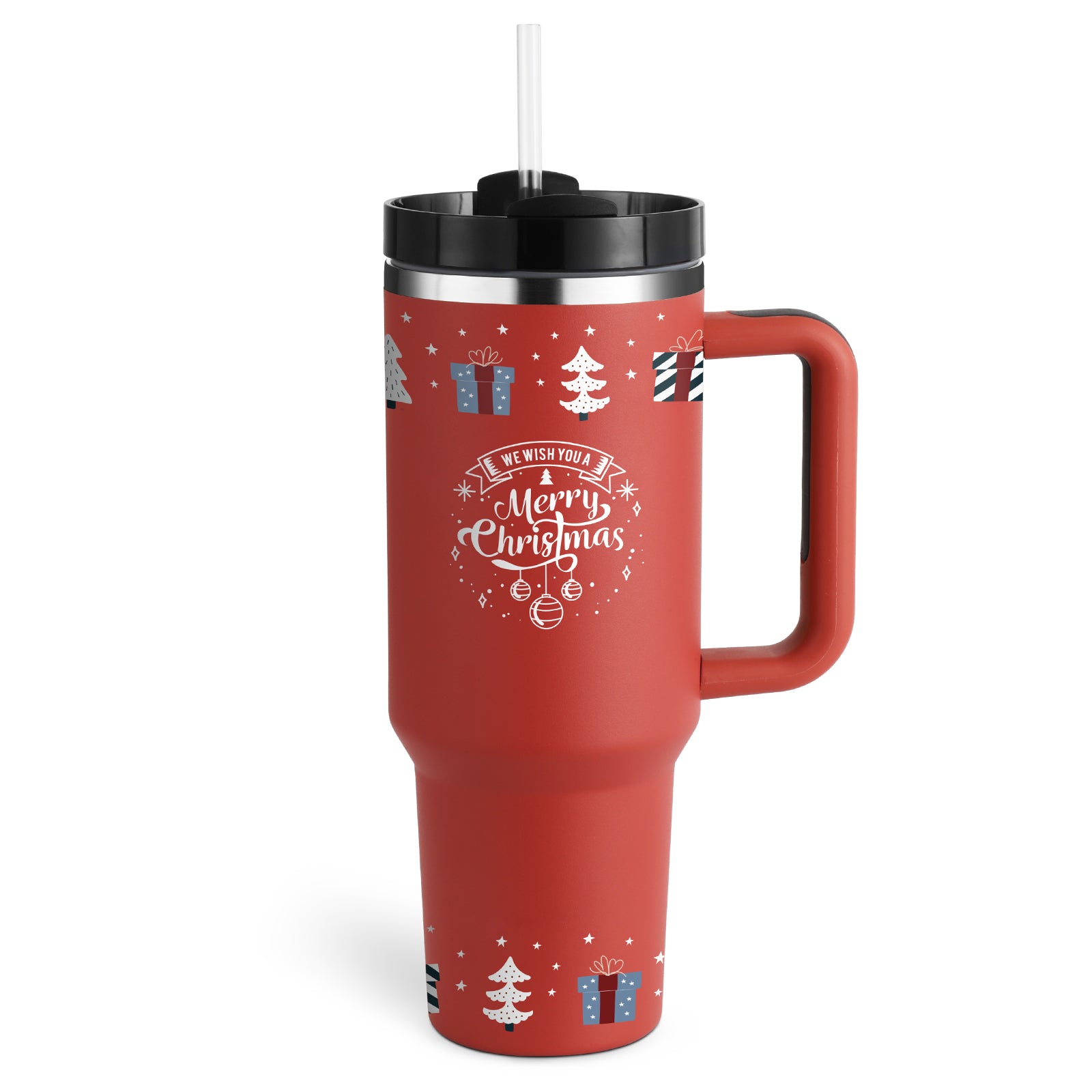 40oz Insulated Stainless Steel Tumbler with Handle, Straw, and Lid