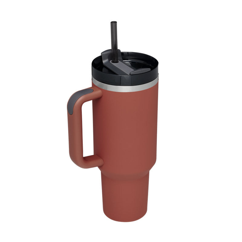 40oz Insulated Stainless Steel Tumbler with Handle, Straw, and Lid