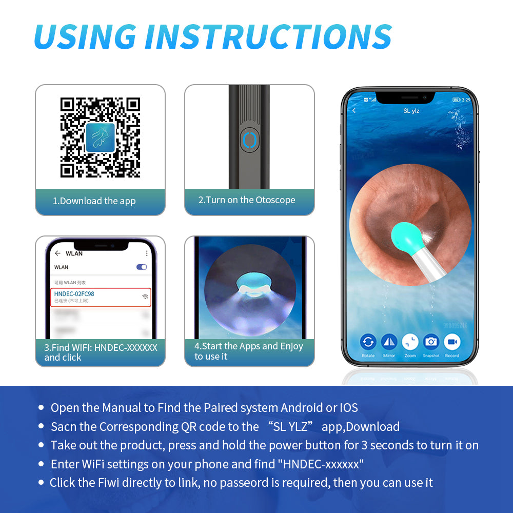 NE3 Wireless Visual Ear Wax Removal Tool with LED Camera.