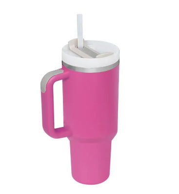 40oz Insulated Stainless Steel Tumbler with Handle, Straw, and Lid
