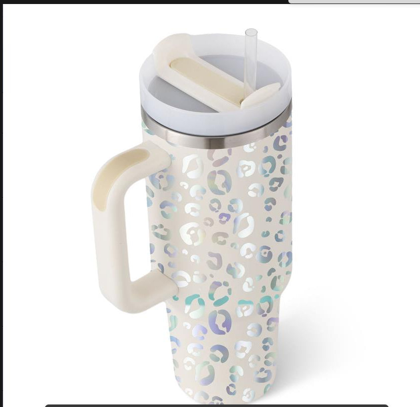 40oz Insulated Stainless Steel Tumbler with Handle, Straw, and Lid
