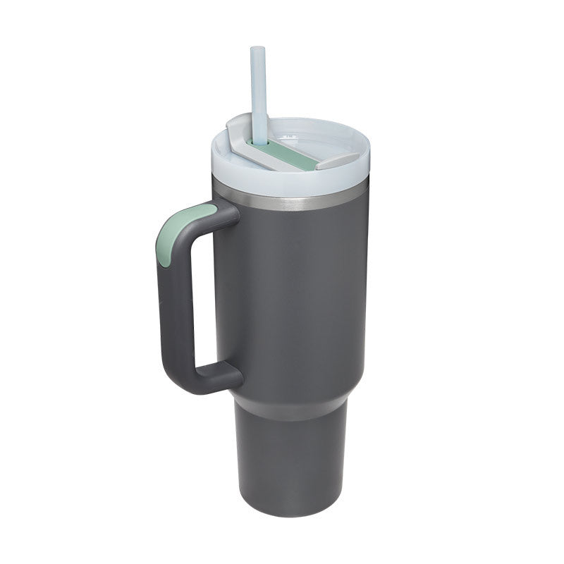 40oz Insulated Stainless Steel Tumbler with Handle, Straw, and Lid