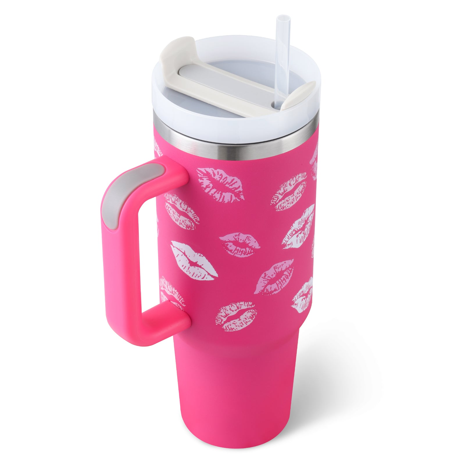 40oz Insulated Stainless Steel Tumbler with Handle, Straw, and Lid