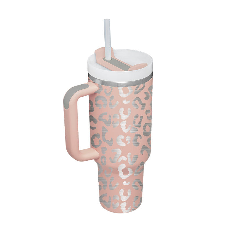 40oz Insulated Stainless Steel Tumbler with Handle, Straw, and Lid