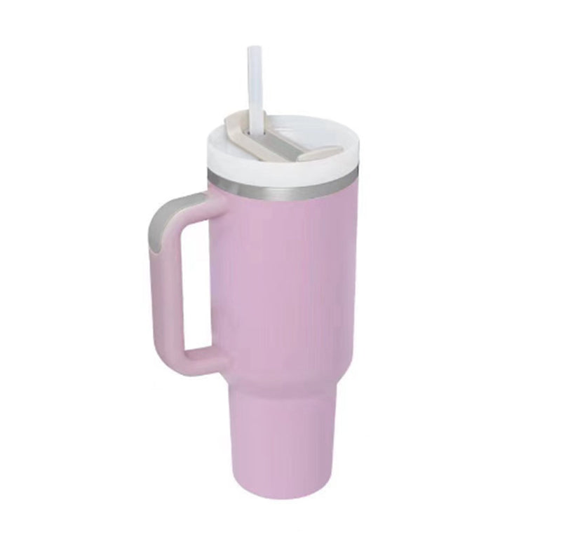 40oz Insulated Stainless Steel Tumbler with Handle, Straw, and Lid