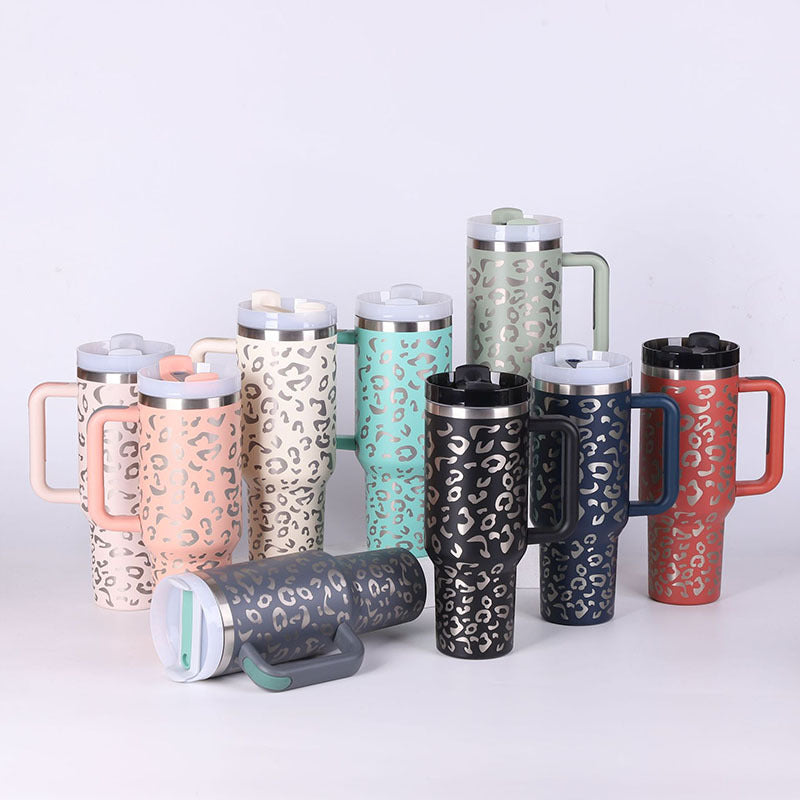 40oz Insulated Stainless Steel Tumbler with Handle, Straw, and Lid