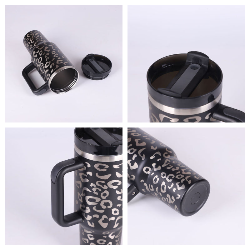 40oz Insulated Stainless Steel Tumbler with Handle, Straw, and Lid
