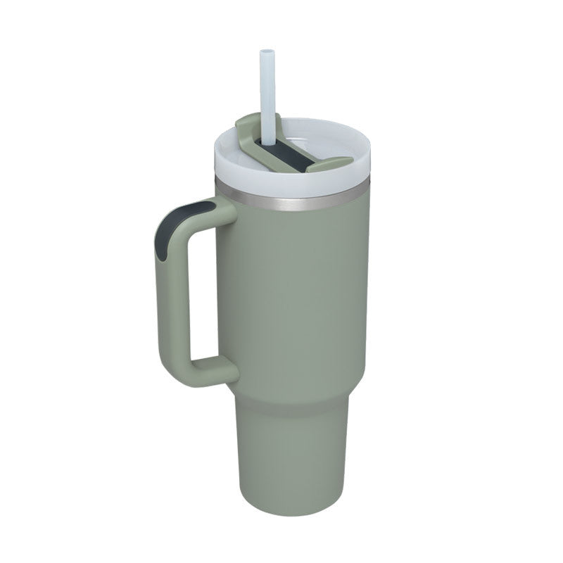 40oz Insulated Stainless Steel Tumbler with Handle, Straw, and Lid