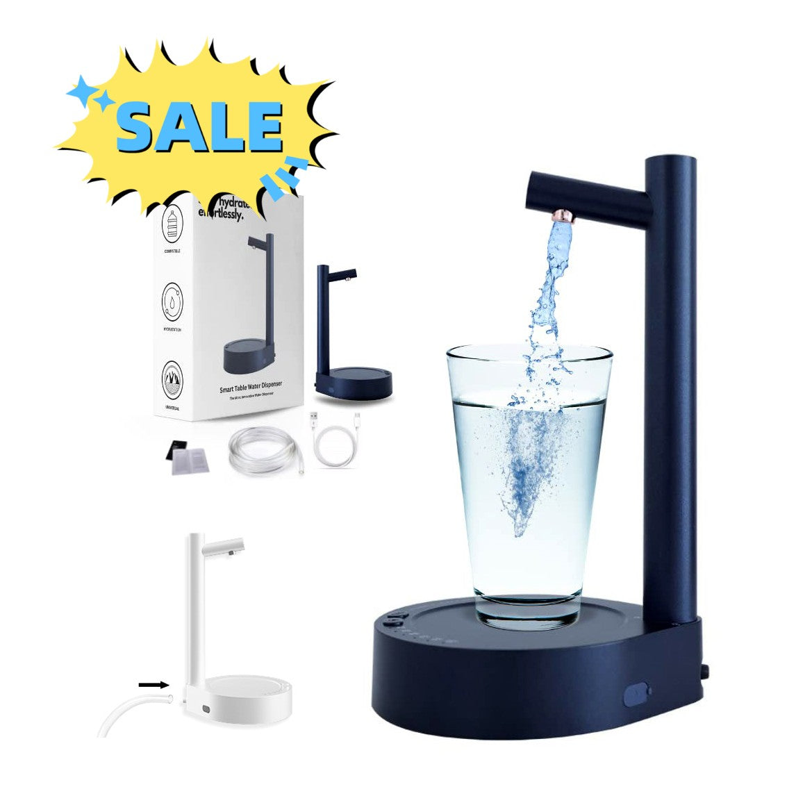 Electric Rechargeable Automatic Desktop Gallon Water Bottle Dispenser.