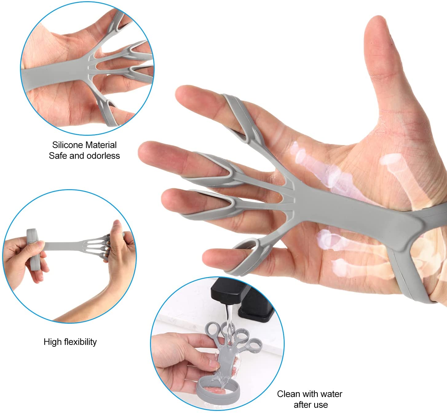 Silicone Finger Stretcher and Hand Grip Strengthening Trainer.
