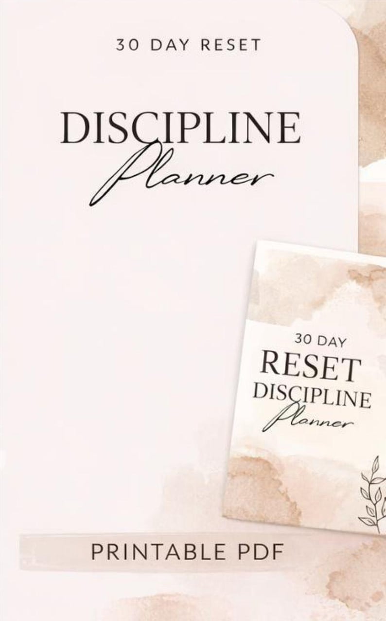 30 Day Discipline Reset Planner | Habit Tracker, Self Improvement Journal (Printable PDF)
